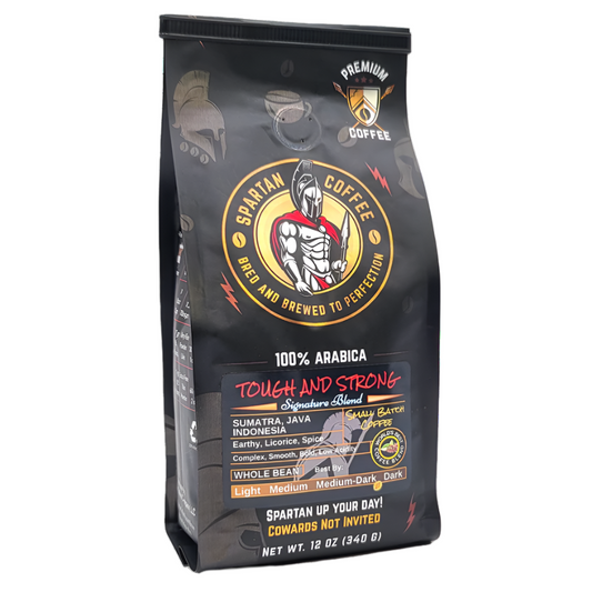Spartan Coffee Signature Blend Tough and Strong Coffee 100% Arabica Dark Medium Roast Boston, MA