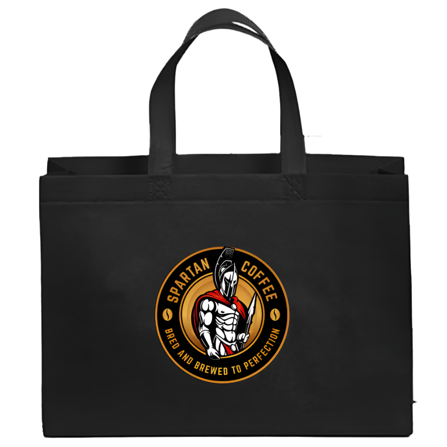 Reusable Non-woven Black Grocery Shopping Tote Bag with Handles