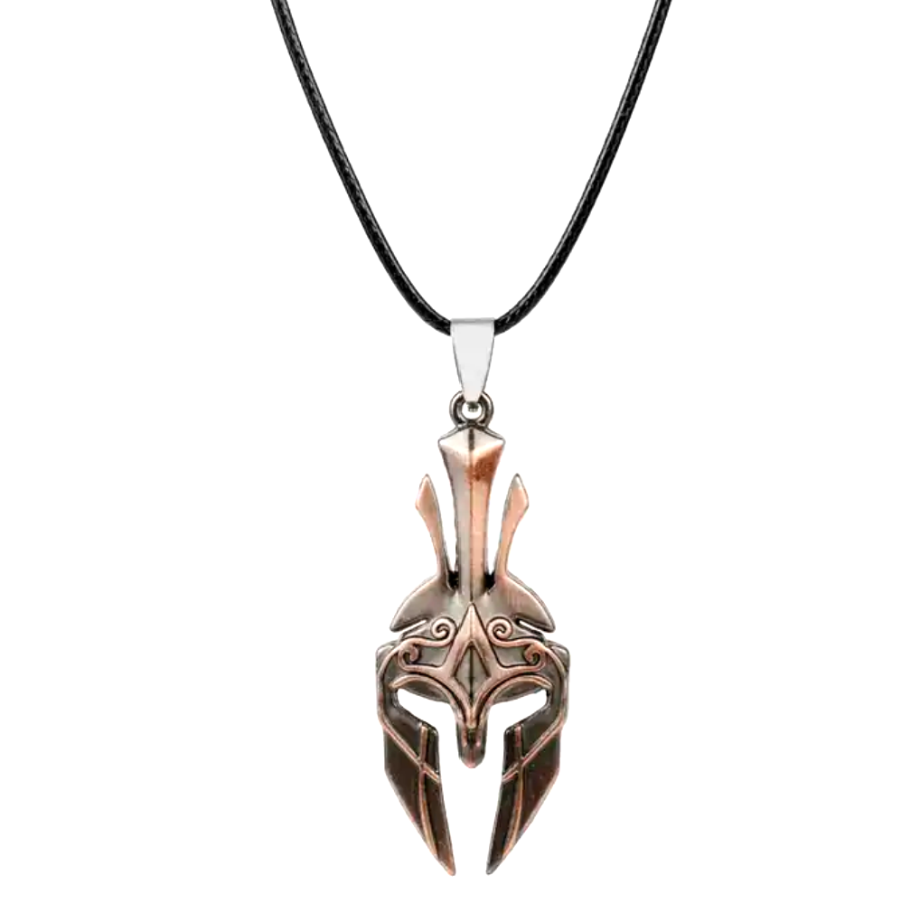 Stainless Steel - Bronze wearthered Spartan warrior helmet mask pendant for men and women