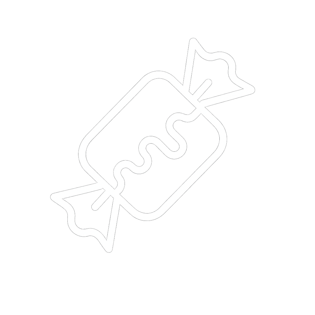 White outline of a chocolate bar with a wrapper on a black background.