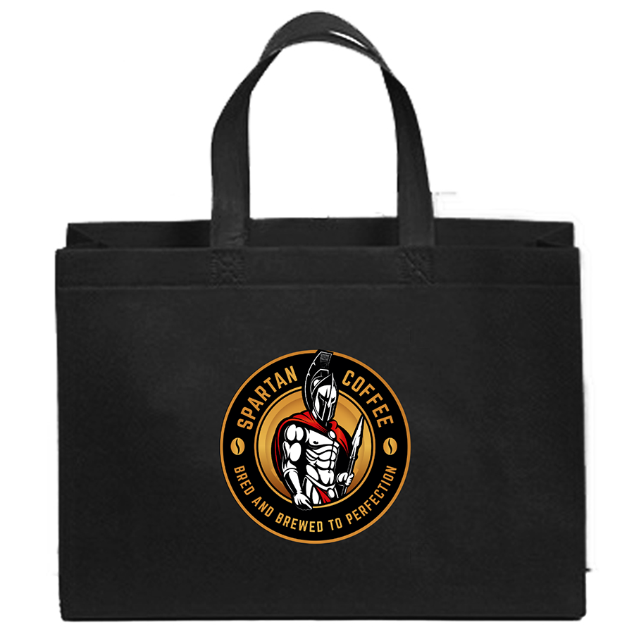 Reusable Non-woven Black Grocery Shopping Tote Bag with Handles