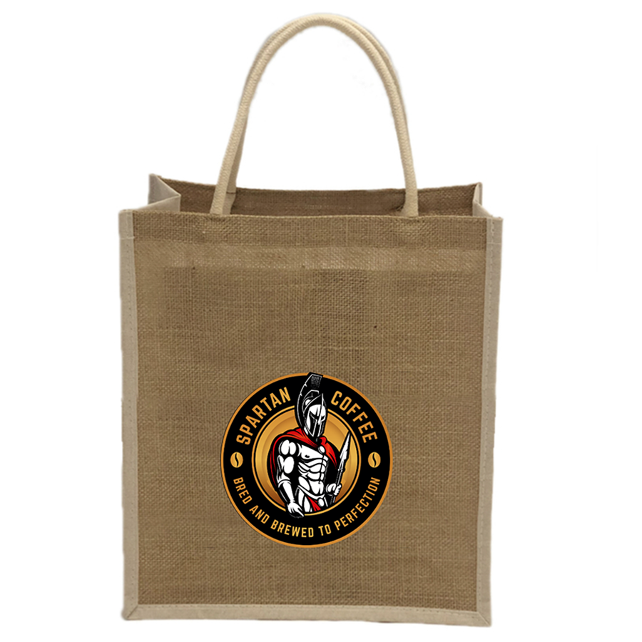 Burlap Premium Tote Bag, Waterproof Grocery Shopping Bag, Tall